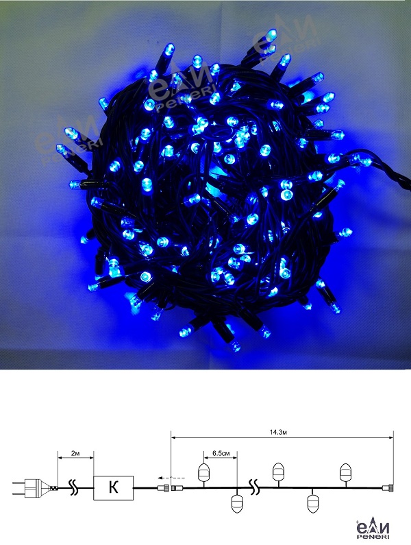 Электрогирлянда 230V, 220 LED (синие), LC2203