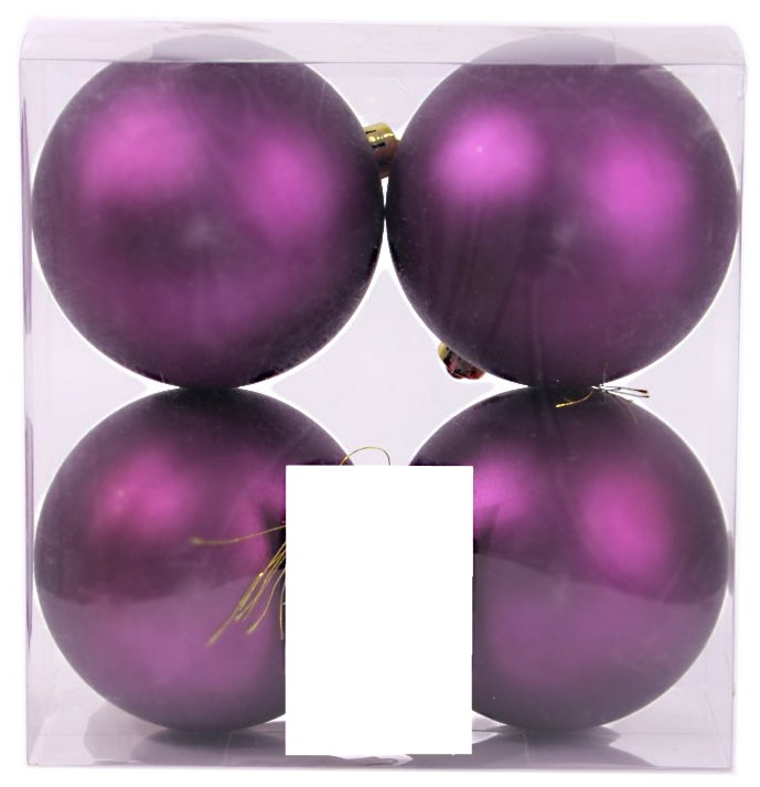 Шар 10см/4шт., фиолетовый, матовый JNPM-10-P