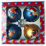 Набор шаров, 8см/4 шт., с  различным декором, матовая поверхность, стекло JNG140506
